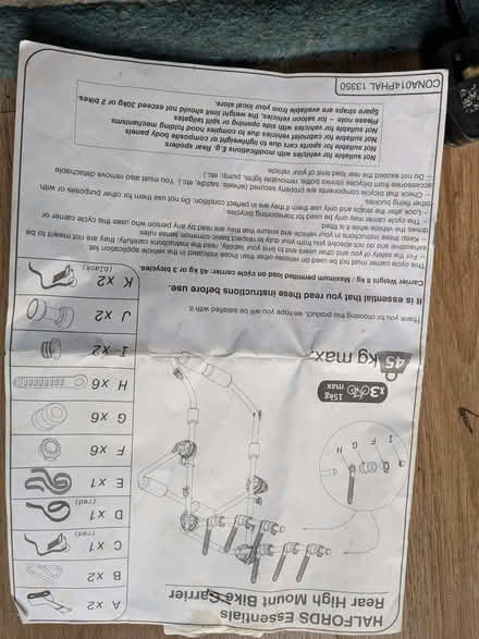 Photo of free Halfords Rear High Mount Bike carrier for up to 3 bikes (Bethesda LL57) #2