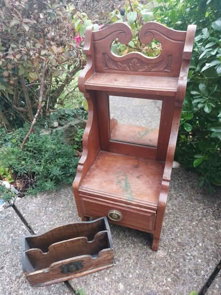 Photo of free Wooden mirror/dresser top with drawer + letter holder (Kidsgrove ST7) #1