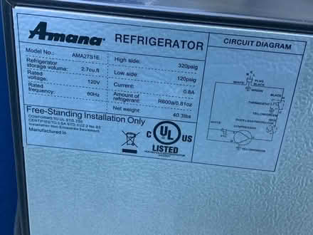 Photo of free Amana dorm size refrig 2.7 cu ft (Middletown near Oak Hill Road) #3