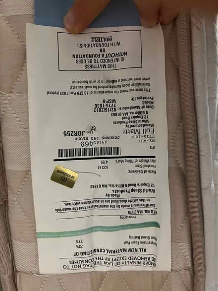 Photo of free Mattress (full size) (Cambridge near Harvard Law) #3