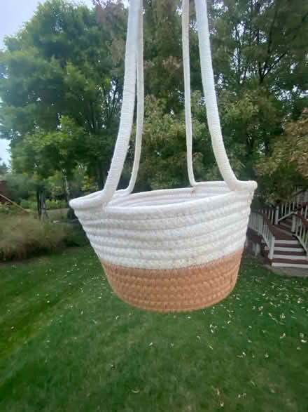Photo of free Woven cord hanging basket (Darien - near 75th x Cass Ave.) #2