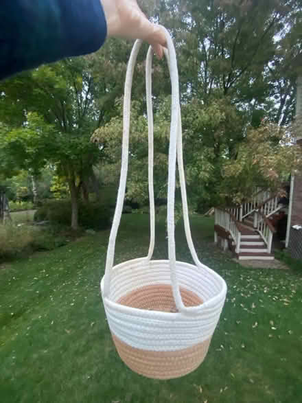 Photo of free Woven cord hanging basket (Darien - near 75th x Cass Ave.) #1