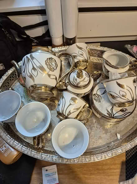 Photo of free Tea set white and gold (tooting) #2