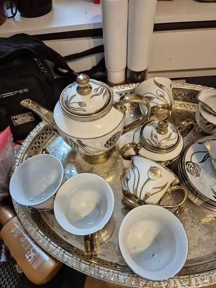 Photo of free Tea set white and gold (tooting) #1