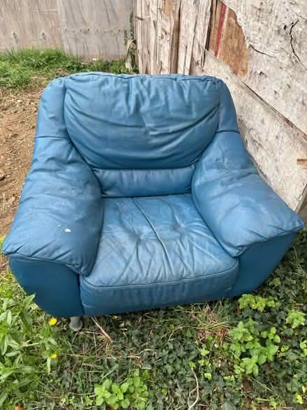 Photo of free Blue leather armchair (Rochester) #1