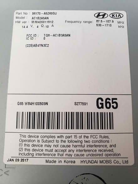 Photo of free Hyundai stereo 96170-A5260GU (Elmhurst near Berens Park) #2