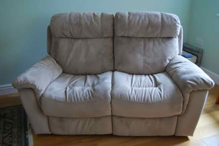 Photo of free Beige 2 seater velour reclining sofa (The Moravian Settlement DE72) #1