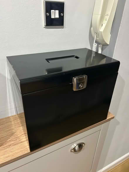 Photo of free black metal filing cabinet & files (Ferndown) #2