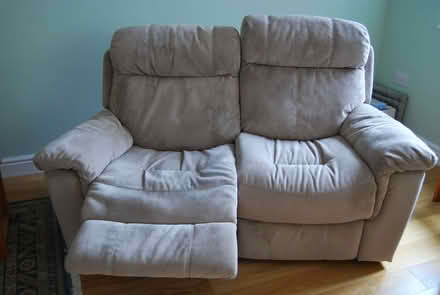 Photo of free Beige 2 seater velour reclining sofa (The Moravian Settlement DE72) #2