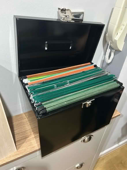 Photo of free black metal filing cabinet & files (Ferndown) #1