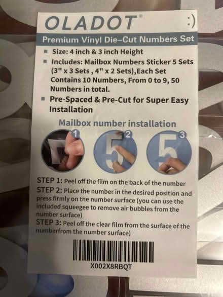 Photo of free Vinyl letters (for mailbox?) (Marley) #1