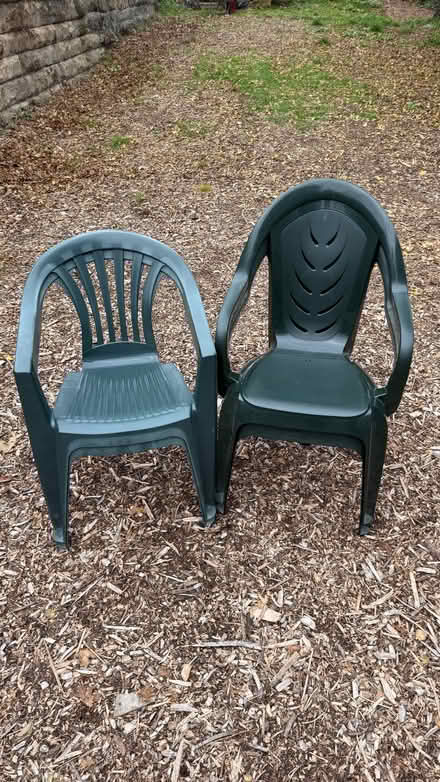 Photo of free 4 green plastic garden chairs! (New Brighton CH45) #2
