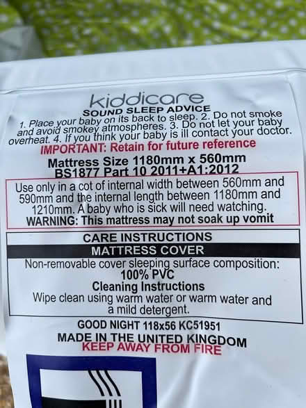 Photo of free Mattress (for childs cot) (Denvilles, near Havant PO9) #1