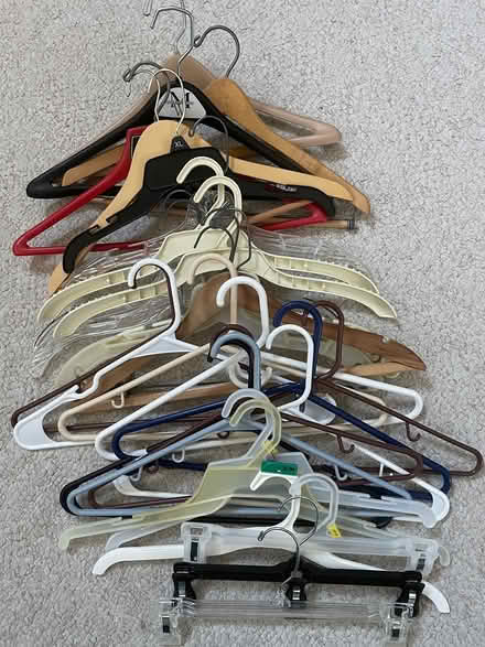 Photo of free Wood, plastic and wire hangers (West Plano) #1