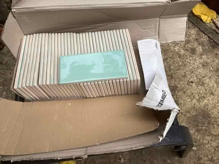 Photo of free Gloss green kitchen tiles 15cms x 7.5 cms (Uley GL11) #1