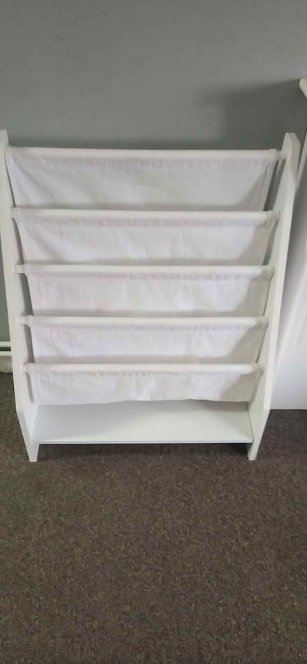 Photo of free strong heavy wood /cotton 5 tier storage (Mark Hall South CM20) #1