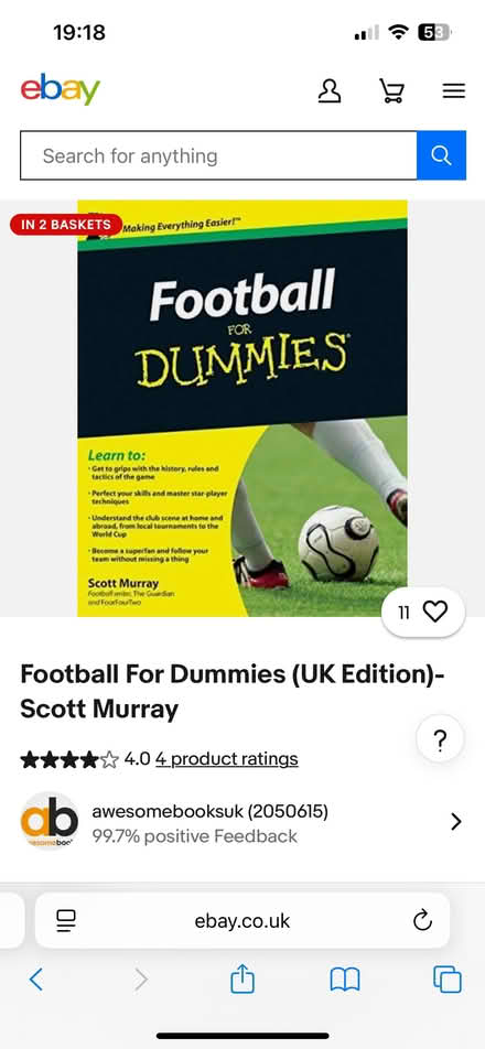 Photo of Football for dummies book (Windermere LA23) #1