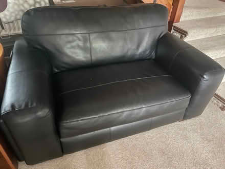 Photo of free Black Leather, 2-Seater Sofa (Hartington SK17) #2