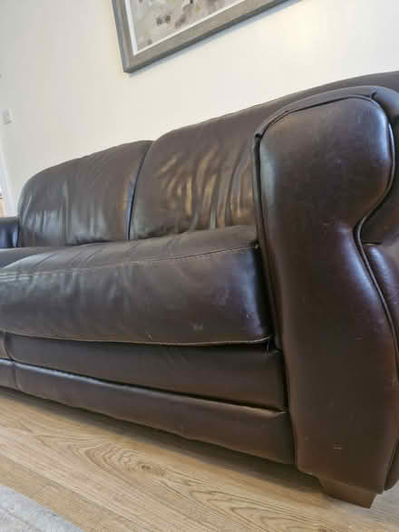 Photo of free Dark Brown Leather Couch and Chair (Lucan, Co Dublin) #2