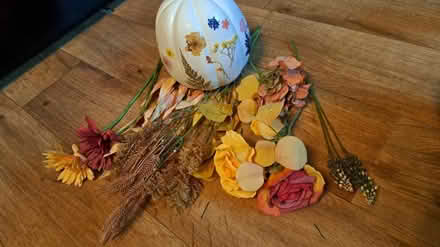 Photo of free Ceramic pumpkin & fake flowers (S41. Chesterfield) #3