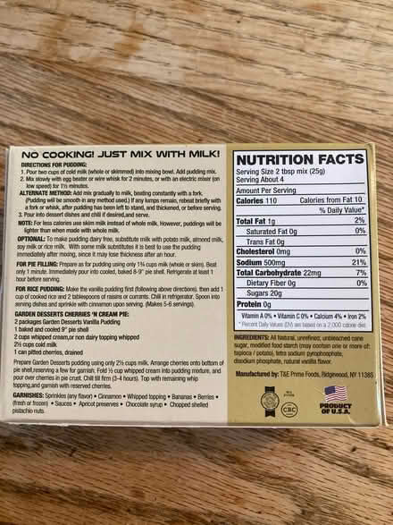 Photo of free Vanilla Instant Pudding, canola oil (Rt 7 & 286) #2