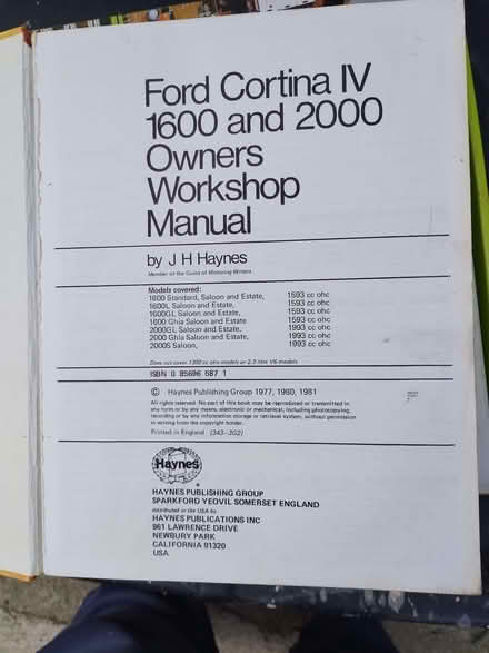 Photo of free Ford Cortina 1600 and 2000 Owners Workshop Manual (Haynes) (Burton-in-Kendal LA6) #2
