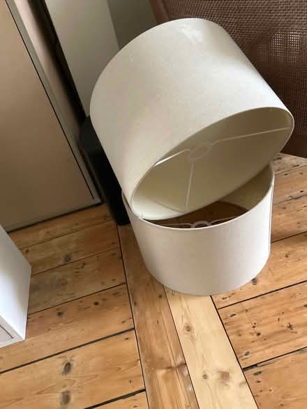 Photo of free Pair Linen Lamp Shades (Loftus Road W12) #1