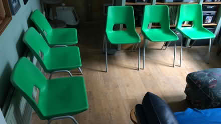 Photo of free 6 stackable green plastic chairs (Central Berkhamsted HP4) #1