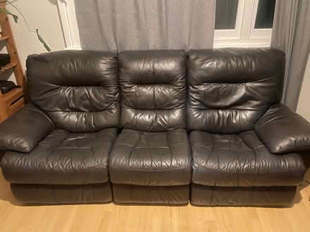 Photo of free Black leather reclining couch (London, Dalston E8) #1