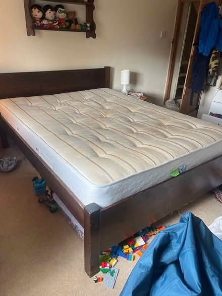 Photo of free King size wooden bed frame and mattress (Hadlow TN11) #1