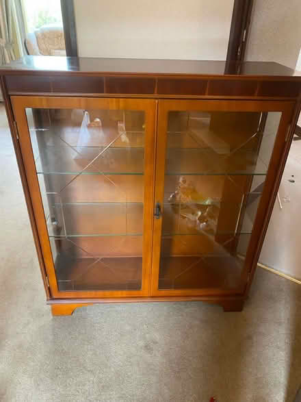Photo of free Wooden glass cabinet (Ambergate DE56) #1