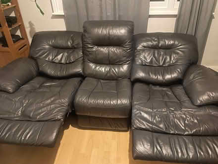 Photo of free Black leather reclining couch (London, Dalston E8) #3