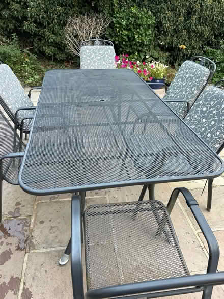Photo of free Kettler patio table + 8 chairs/cush (Riccall, YO19) #1