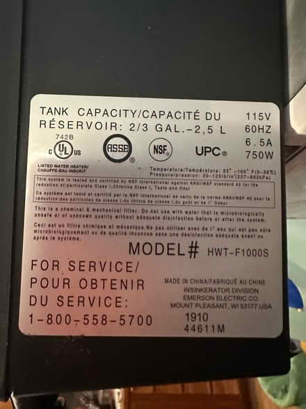 Photo of free Instant Under Sink Hot Water Tank (Cap Hill) #2