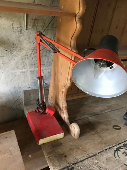 Photo of free Red angle poise lamp and plug (Brogborough MK43) #1