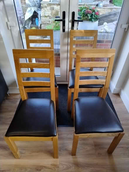 Photo of free 4 Solid oak dining chairs (S8 woodseats Sheffield) #1