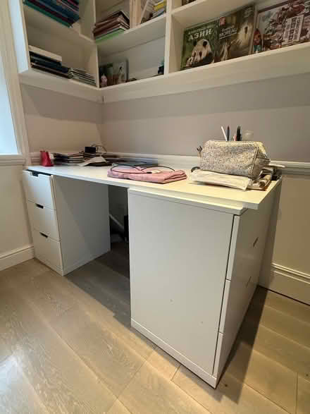 Photo of free White ikea table (shelves and board) (Kensington Gardens W2) #1