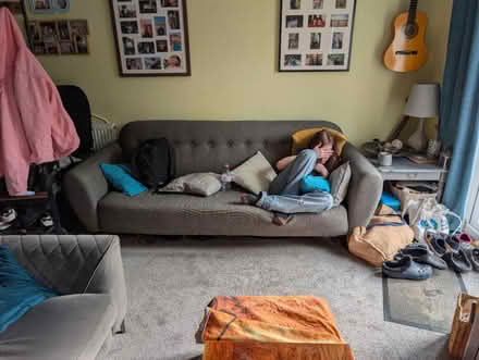 Photo of free 3 seater sofa, dark grey (Yaxley, Peterborough) #1