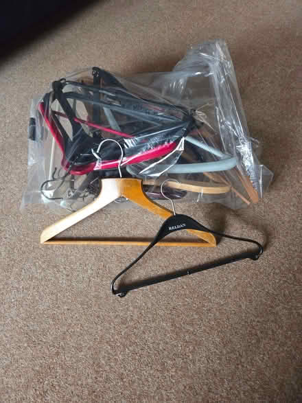 Photo of free Wooden and plastic hangars with bar (Bluebell Hill ME5) #1