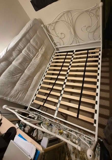 Photo of free White Metal Double Bed Frame (S2 Highfield) #2
