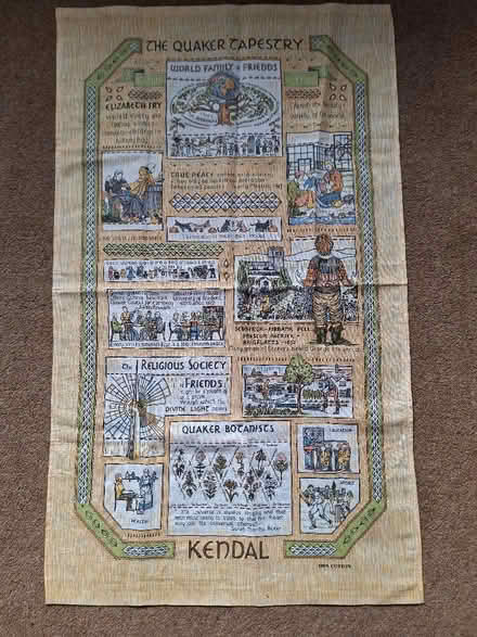Photo of free Quaker tapestry postcards and tea towel (Waterside HP5) #1