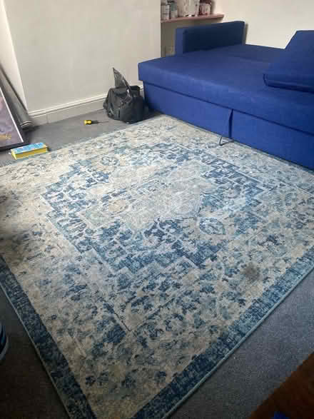 Photo of free Blue patterned square rug (Lowfield S8) #1