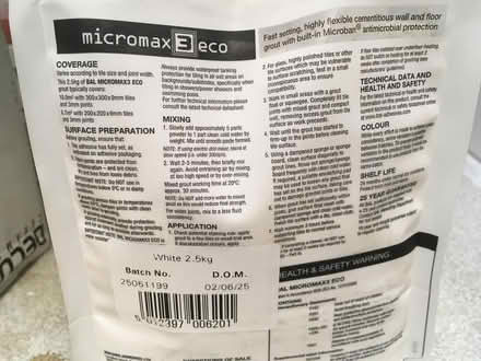 Photo of free Bal Micromax Eco Grout White (Probus) #4