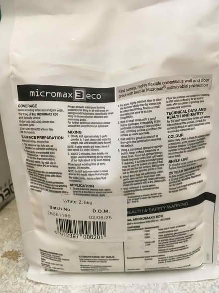 Photo of free Bal Micromax Eco Grout White (Probus) #2