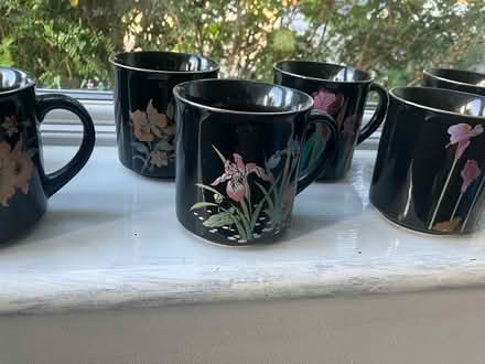 Photo of free 12 black mugs with flower pattern (Oxford OX3) #2