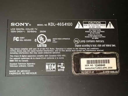 Photo of free Older USA-market Sony Bravia TV, 46 inches (Wandsworth SW18) #2