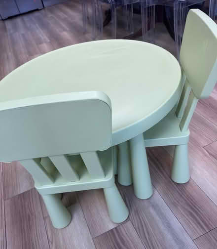 Photo of free IKEA green kids table + 2 chairs (Catford) #2