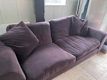 Photo of free Chocolate brown velvet sofa large (Upper Cumberworth HD8) #2