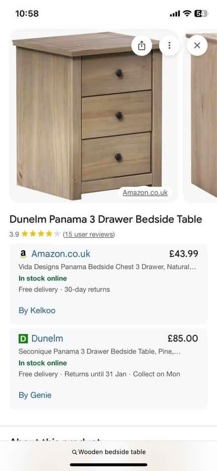 Photo of Wooden bedside table (Fiveways BN1) #1