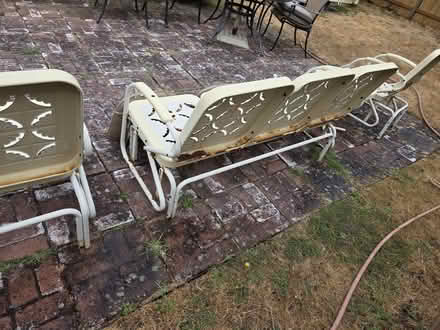 Photo of free Weather worn metal patio glider set (Magnolia) #2